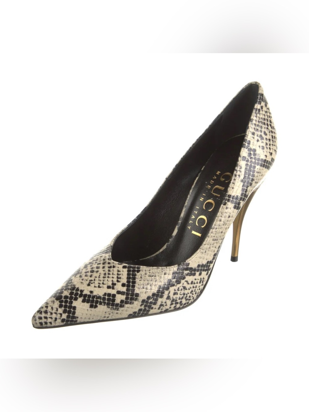 Gucci Snake-Print Pointed Toe Stiletto Pump